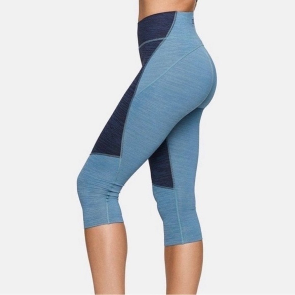 Outdoor Voices TechSweat Colorblock Cropped Leggings‎ Blue Womens Size M
